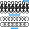 80-Piece Black Swivel Snap Hook and Key Ring Set – Includes swivel clasps, lanyard lobster claw clasps, and metal hooks for keychains, DIY jewelry, purses, and crafting projects.